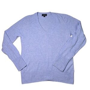 J Crew Cashmere Blend Sweater Womens Large V Neck Sweater Light Blue